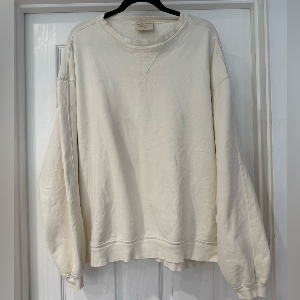 Free People Cream Sweatshirt Relaxed Fit